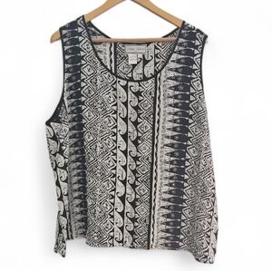 Diane Gilman 100% Silk Sleeveless Blouse Women’s Plus 3X Boho Artsy Vacation